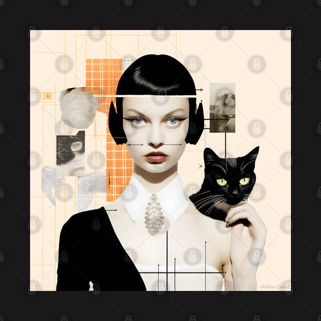 Cat & Girl - Surreal collage-3, Splash by ArtWearSplash