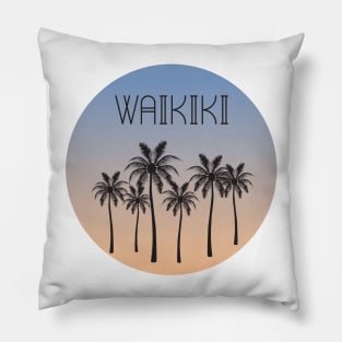 Waikiki Palm Tree Silhouette Pillow