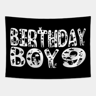 9th Birthday Boy 9 Years Old Fishing Lover Theme Party print Tapestry