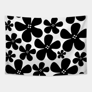 Black flowers floral pattern design Tapestry