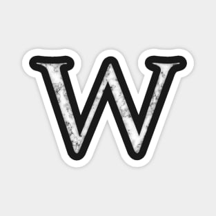 W in Roman White Marble Latin Alphabet Letter Sticker Magnet