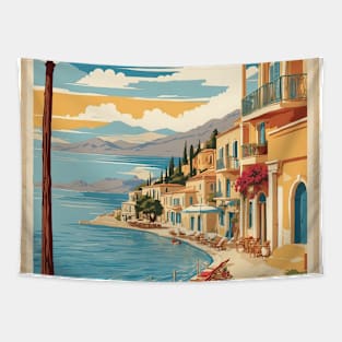 Aigio Greece Vintage Tourism Travel Tapestry