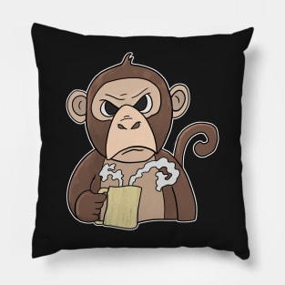 Grumpy little monkey with Coffee Morning Grouch Pillow