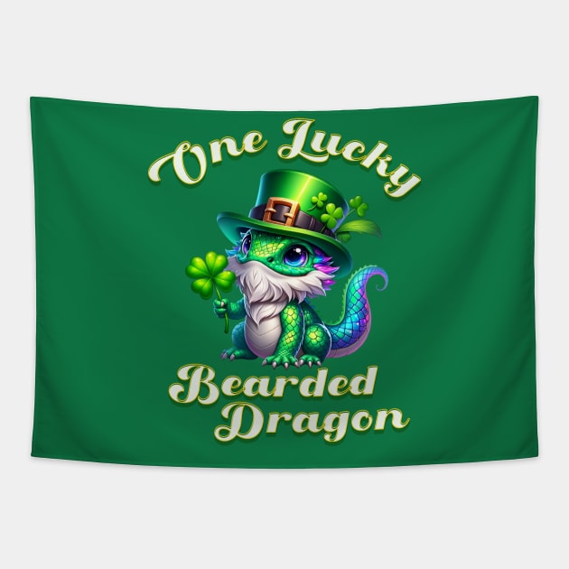 One Lucky Bearded Dragon St Patricks Day Tapestry by Mind Your Tee