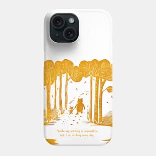 "Nothing is impossible" Winnie the Pooh and Piglet linocut with quote Phone Case