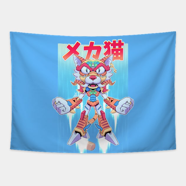 Mecha Cat Tapestry by Chrivart