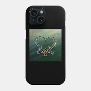 Water Hearts Of Love With Fishing Poles 2 Phone Case