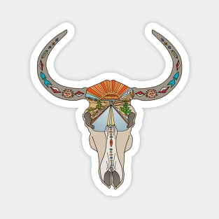 Steer Skull Southwestern Desert Landscape Retro Magnet