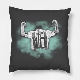 messi watercolor mint green Pillow