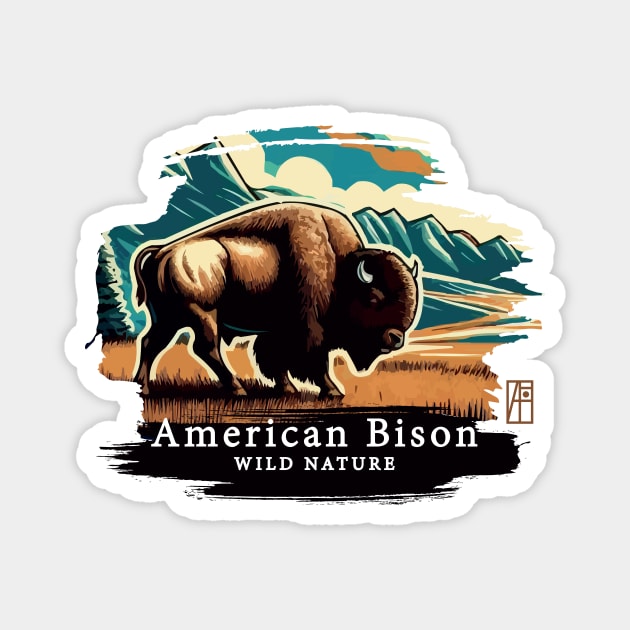 American Bison - WILD NATURE - BISON -6 Magnet by ArtProjectShop