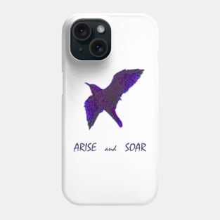 Go Higher with Arise and Soar Quote - with Purple Floral Bird Phone Case