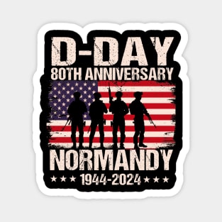 Retro D-Day 2024, 80th Anniversary Normandy 1944 US Flag Magnet