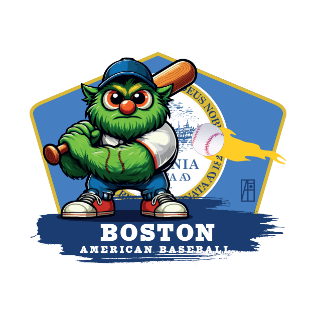 USA - American BASEBALL - Boston - Baseball mascot - Boston baseball by ArtProjectShop