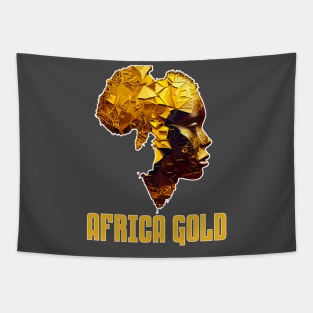 African Woman Shaped In Golden Africa Map Tapestry