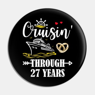 Cruising Through 27 Years Family 27th Anniversary Cruise Couple Pin