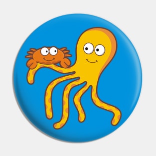 Crab with Octopus Pin