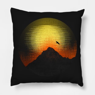 Mountain Sunset Illustration Pillow