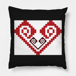 Two hearts - Traditional Romanian folk art knitted embroidery pattern Pillow