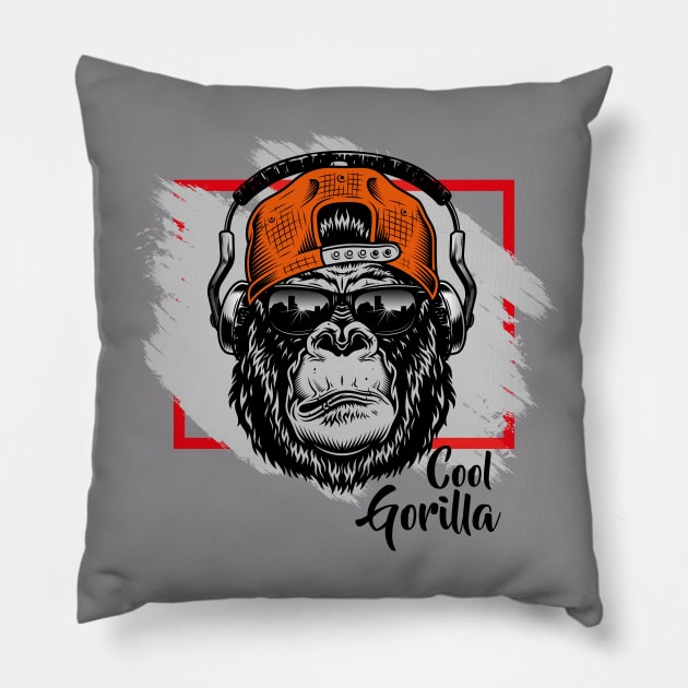 Cool Gorilla Pillow by Abstraction Store