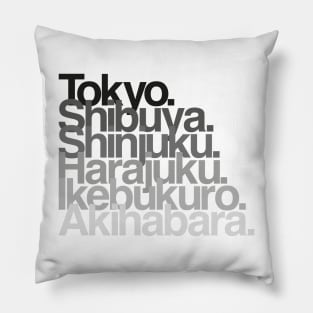 Tokyo Districts (greys) Pillow