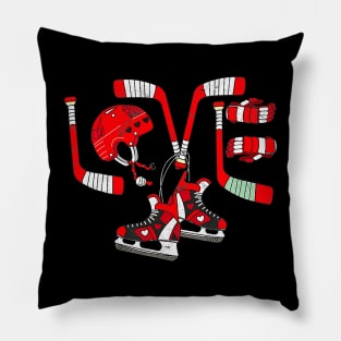 Ice Hockey Heart Valentines Day Love Gifts Boys Girls Goalie Pillow