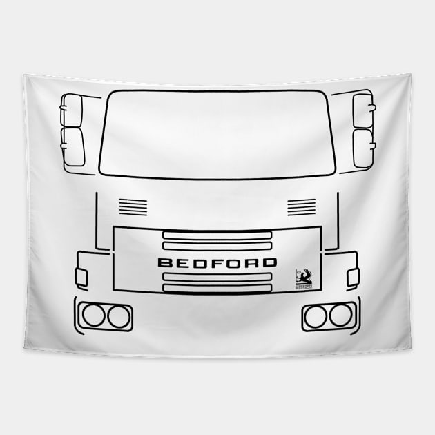 Classic Bedford TM lorry black outline graphic Tapestry by soitwouldseem