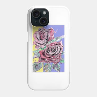 Red Rose Watercolor Painting on Lavender and Yellow Phone Case