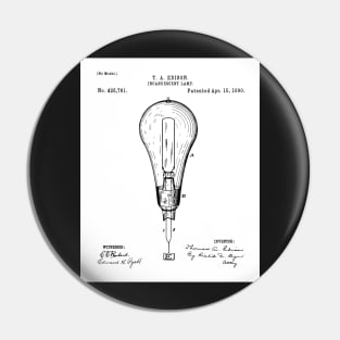 Edison Lamp Patent - Housewarming Home Hallway Entry Decor Art - White Pin