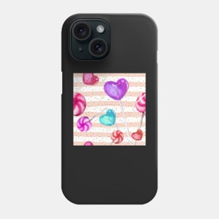 Lollipop Pattern Pink Stripes Phone Case