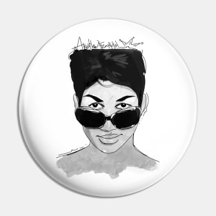 Aretha Franklin BW Pin