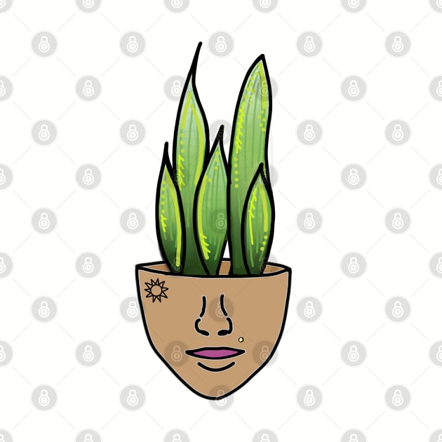 Snake Plant Person with Face Tattoo and Piercing by Tenpmcreations