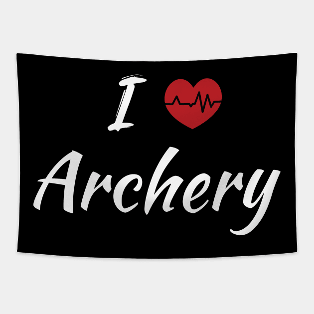 I Love Archery Cute Red Heart Tapestry by SAM DLS