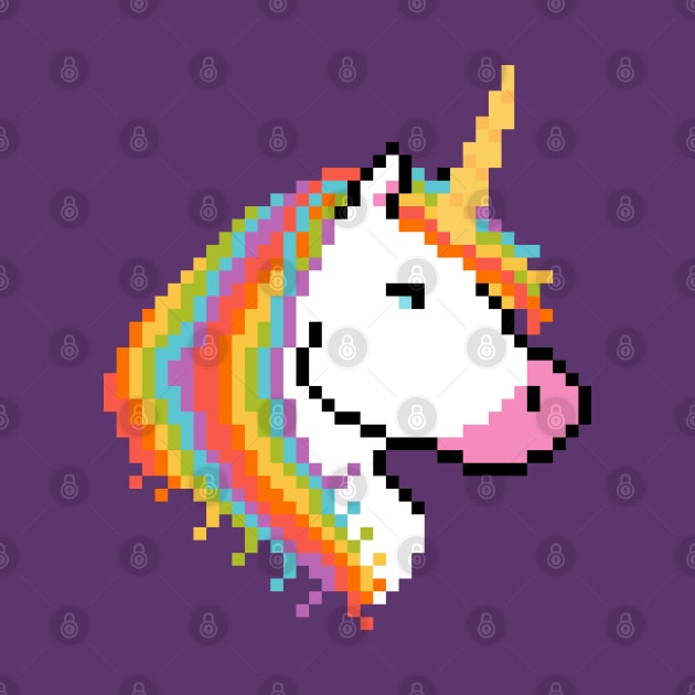 Pixel White Unicorn with Rainbow Mane by gkillerb