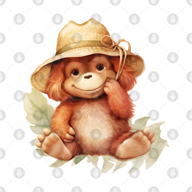 Orangutan in Straw Hat by Chromatic Fusion Studio