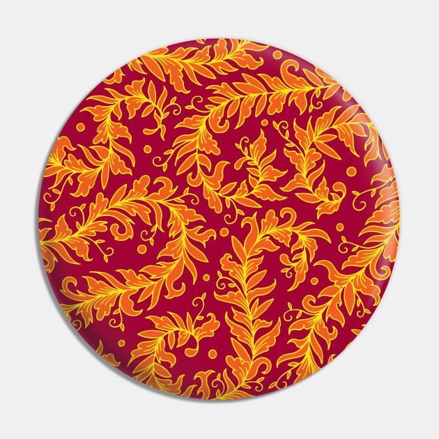 Lacy Leaves Red and Orange Palette Pin by HLeslie Design