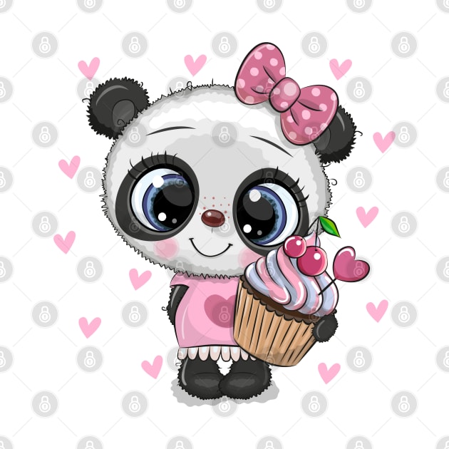 Cute panda with cupcake by Reginast777