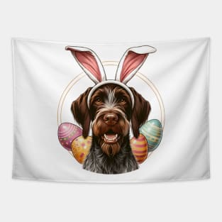 Slovakian Wirehaired Pointer with Bunny Ears Easter Celebration Tapestry