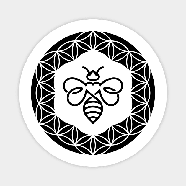 Bee with Heart - Flower of Life #2 Magnet by teall