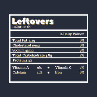 Thanksgiving Leftovers Nutrition Facts Funny Christmas T-Shirt