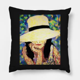 Girl in a Hat / Digital Painting Pillow