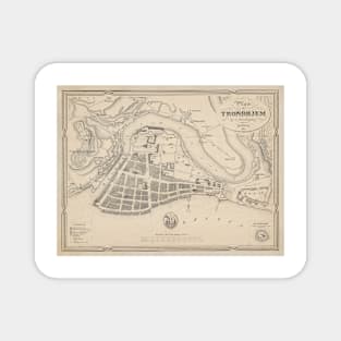 Vintage Map of Trondheim Norway (1842) Magnet