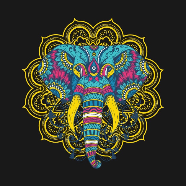 Elephant Colorful Mandala by Midoart