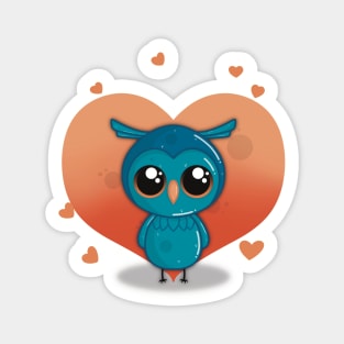 Cute Little Valentines Day Owl with Heart Magnet