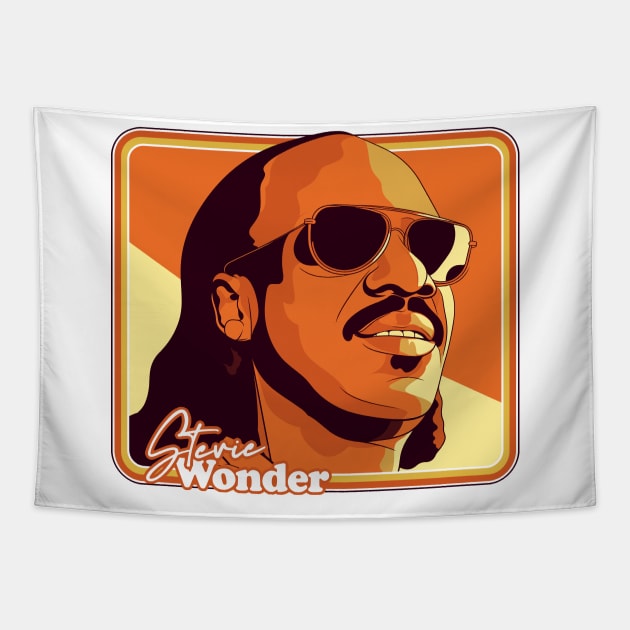 Stevie Wonder --  Retro 70s Style Fan Illustration Tapestry by DankFutura