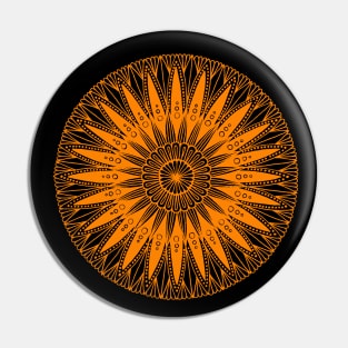 Mandala (orange on black) Pin