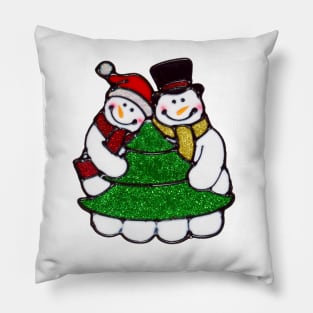 Snowmen with Christmas tree Pillow