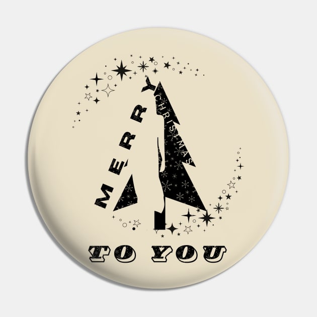 Merry Christmas to you black Christmas tree with snowflakes and a silhouette of a woman among black and white stars in a minimalist black and white Christmas composition Pin by PopArtyParty