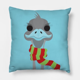 Emu in a Christmas scarf Pillow