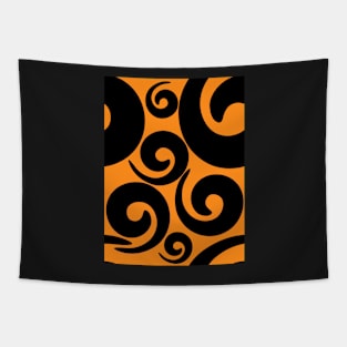 Black and orange pattern with spirals Tapestry