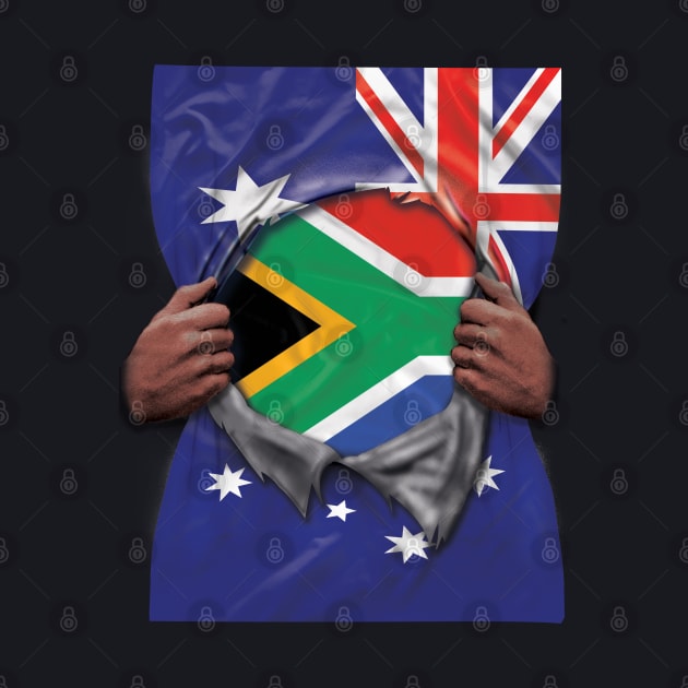 South Africa Flag Australian Flag Ripped - Gift for South African From South Africa by Country Flags